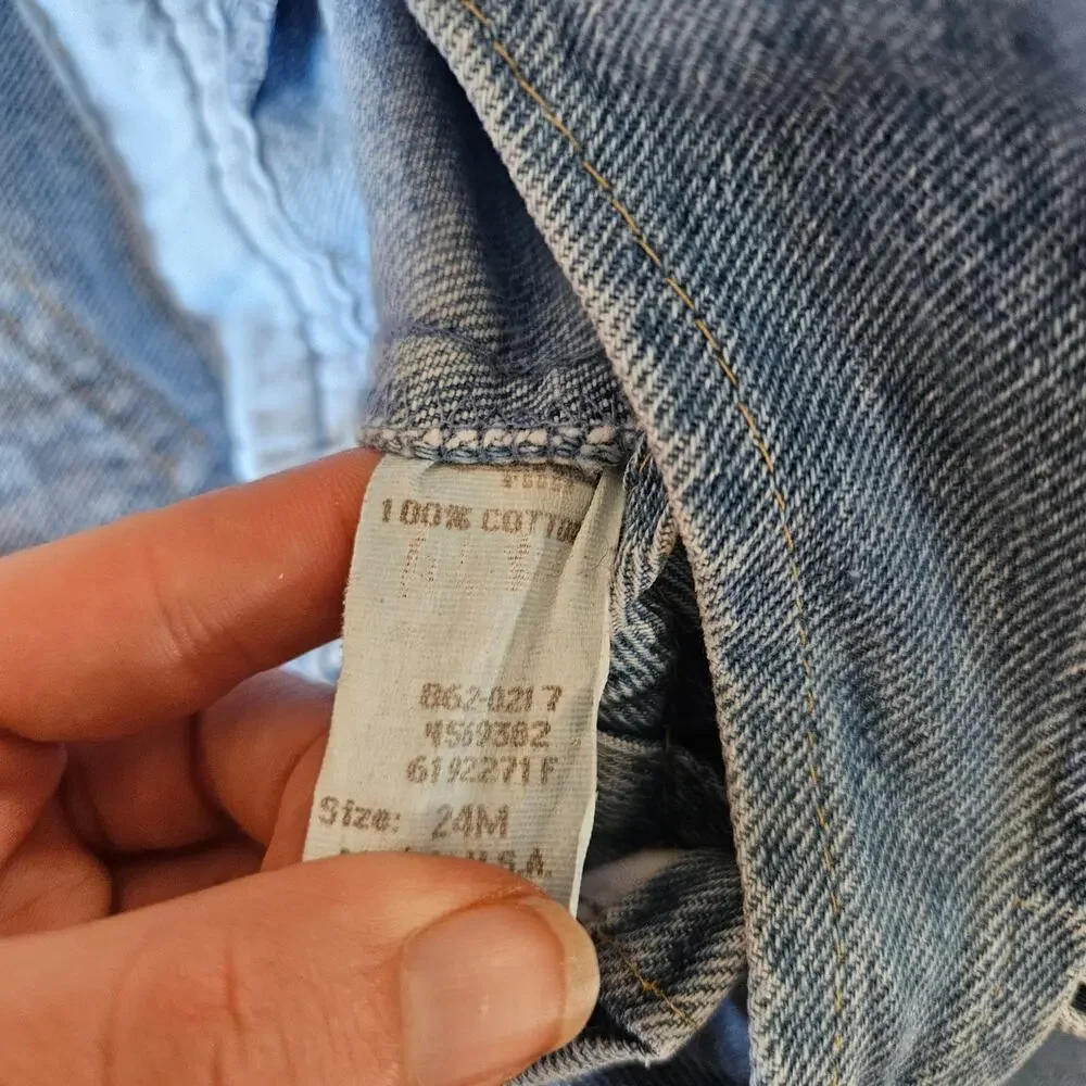 Vintage OshKosh B'gosh Baby Light Blue Denim Overalls Size 24 M 100% Cotton